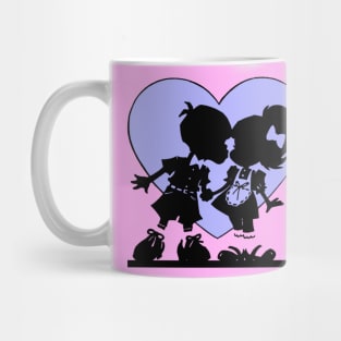 Retro Kiss Silhouette Heart Mug